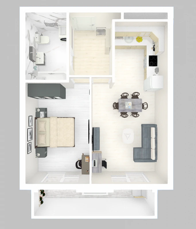 Евро двухкомнатная квартира с большой лоджией.