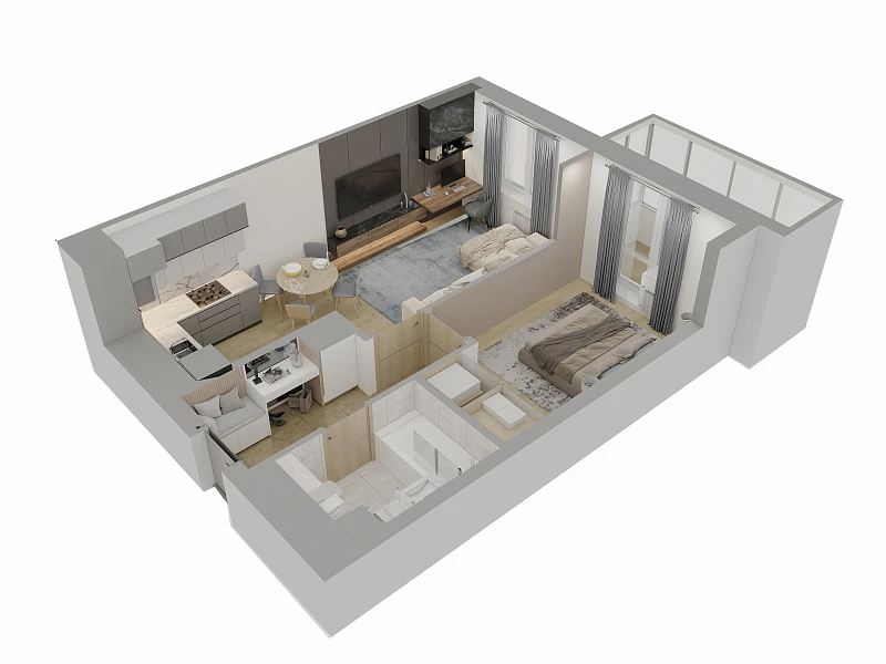 Евро двухкомнатная квартира. 